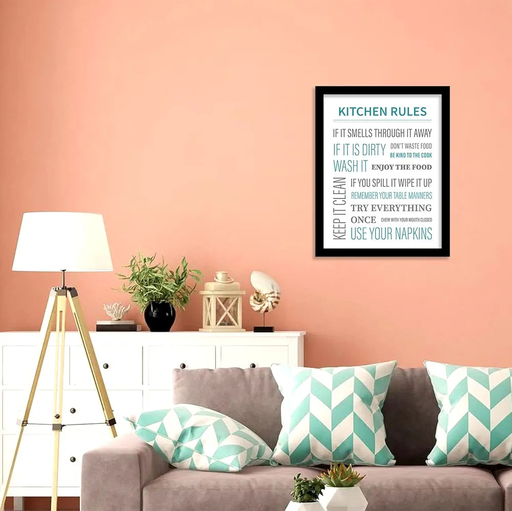Kotart Kitchen Rules Wall Poster for Kitchen Typographic Design Framed Posters Design01