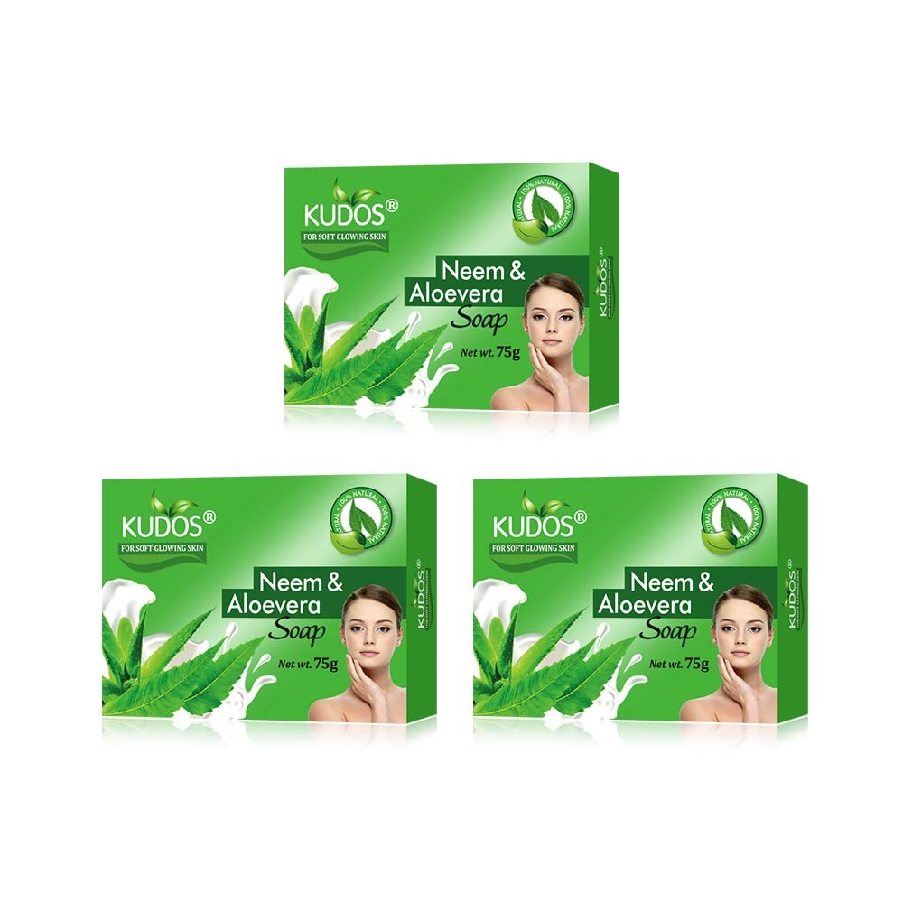 Kudos Best of Natural Ingredients Antiseptic and Moisturising Bathing Soap - 75 gms (Pack of 3)