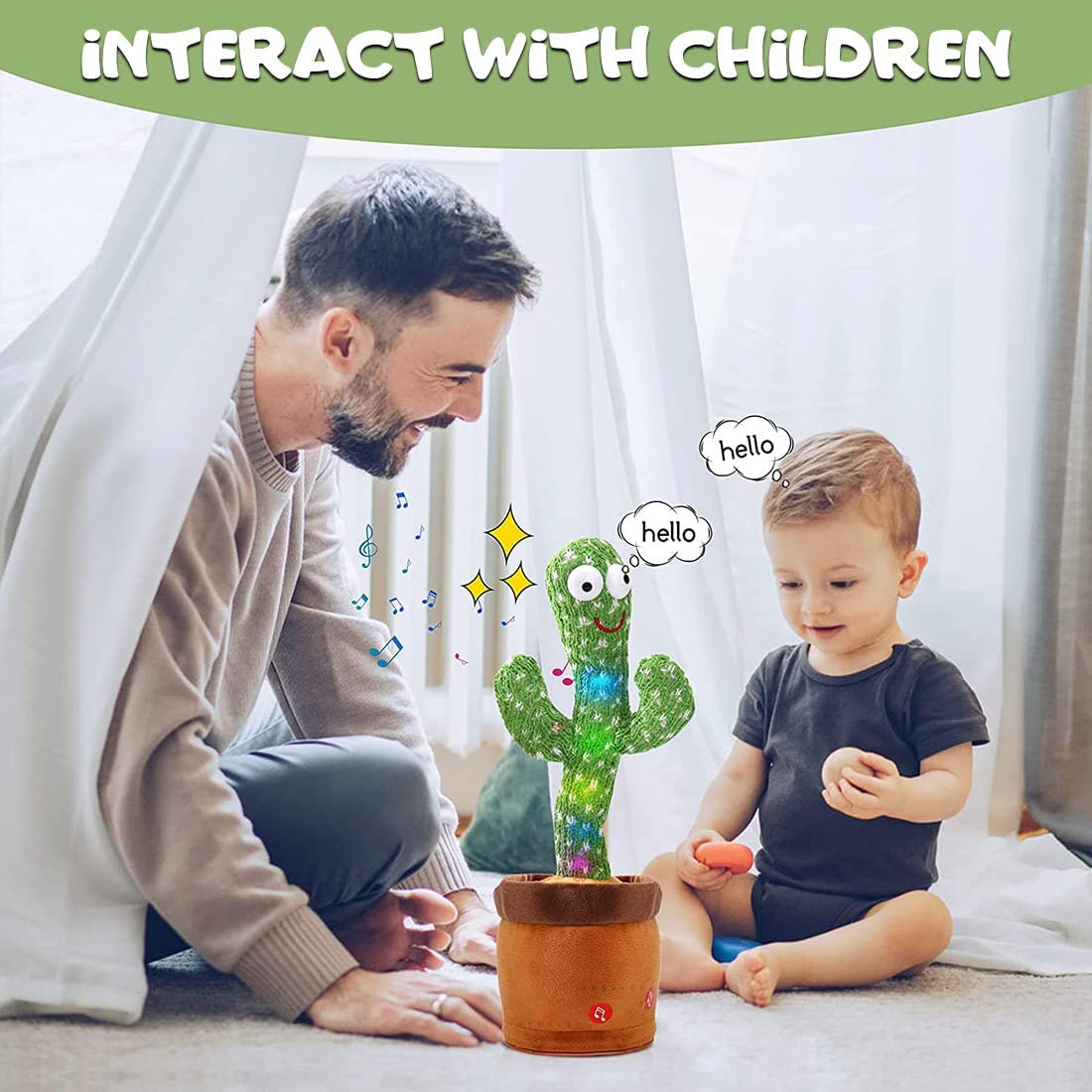 Wembley Toys Dancing Cactus Talking Plush for Baby Children Speaking Interactive