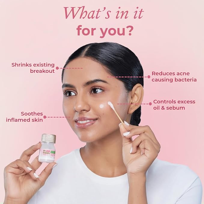 The Pink Foundry Acne Spot Corrector With Salicylic Acid & Sulfur for Active Acne, Blackheads & Whiteheads - 15 Ml