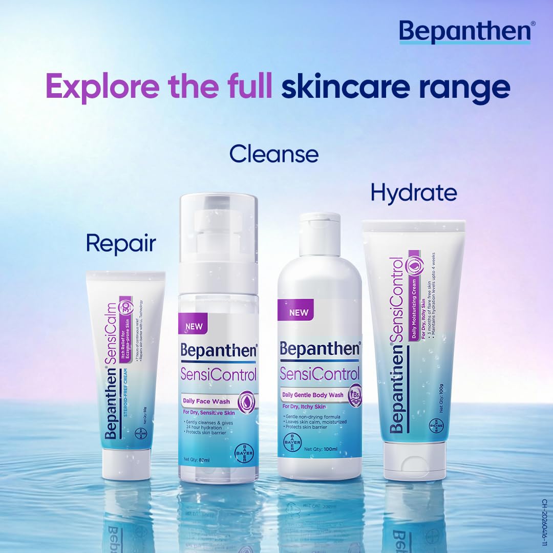 Bepanthen SensiControl Daily Moisturizing Cream (100g), Worldâ€™s No.1 Skincare Brand For Dry & Sensitive Skin, Moisturizer for Dry Skin & Hydration in Summer, Clinically Proven Barrier Repair, Dermatologically Approved