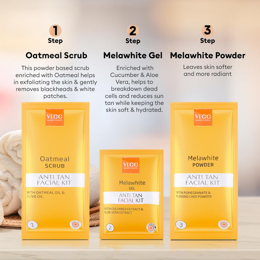 VLCC Salon Series Anti Tan Facial Kit ( 6 Facials ) - 300g - At Home Anti-Tan Facial Kit | Fights Sun Tan, Uneven Skin Tone | Refines and Brightens Skin Tone For Glowing Complexion
