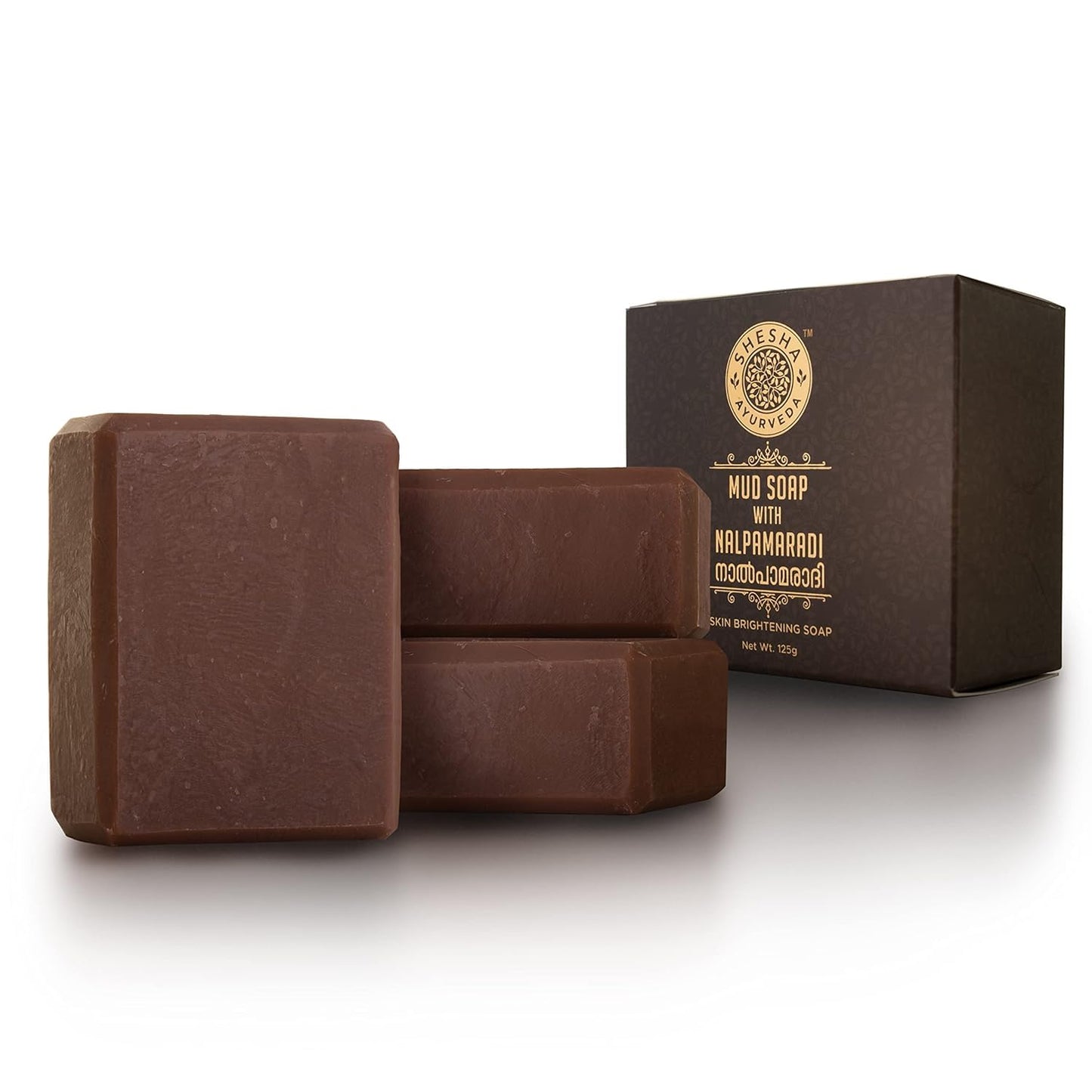 Shesha Naturals Ayurveda Mud With Nalpamaradi Skin Brightening Soap - 125 gms (Pack of 3)