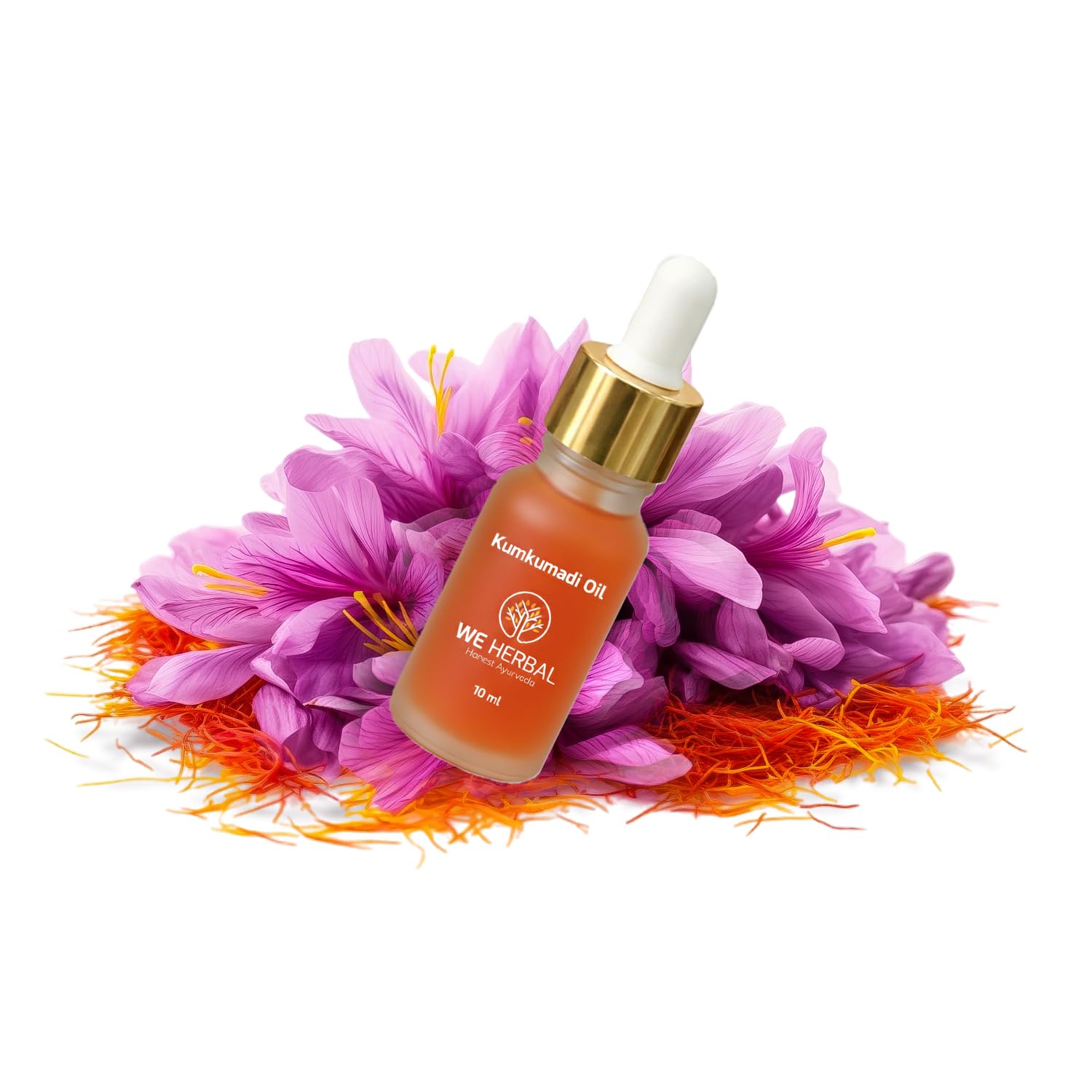 WeHerbal Kumkumadi Face Oil 10ml, Ayurvedic Brightening & Anti-Ageing Serum with Saffron, Turmeric & Sandalwood, Repairs Pigmentation & Fine Lines, No Added Colour or Fragrance