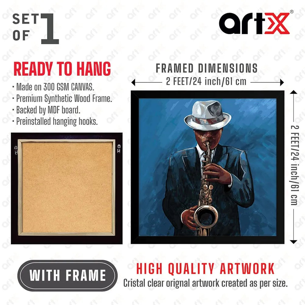 ArtX Musical instrument Man Play Saxophone Big Canvas Painting