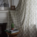 Huesland Cotton Curtains for Windows, 5 Feet Long 1 Bohemian Eyelet Curtain | Quatrefoil Dessert Sage