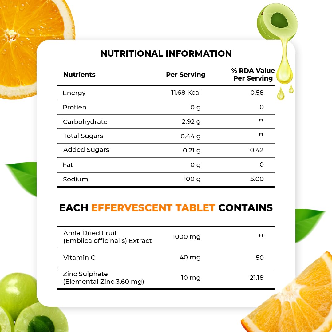 Muditam Ayurveda Amla Orange Fizz Tablet - 40 Effervescent Tablets