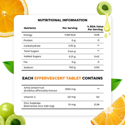 Muditam Ayurveda Amla Orange Fizz Tablet - 40 Effervescent Tablets