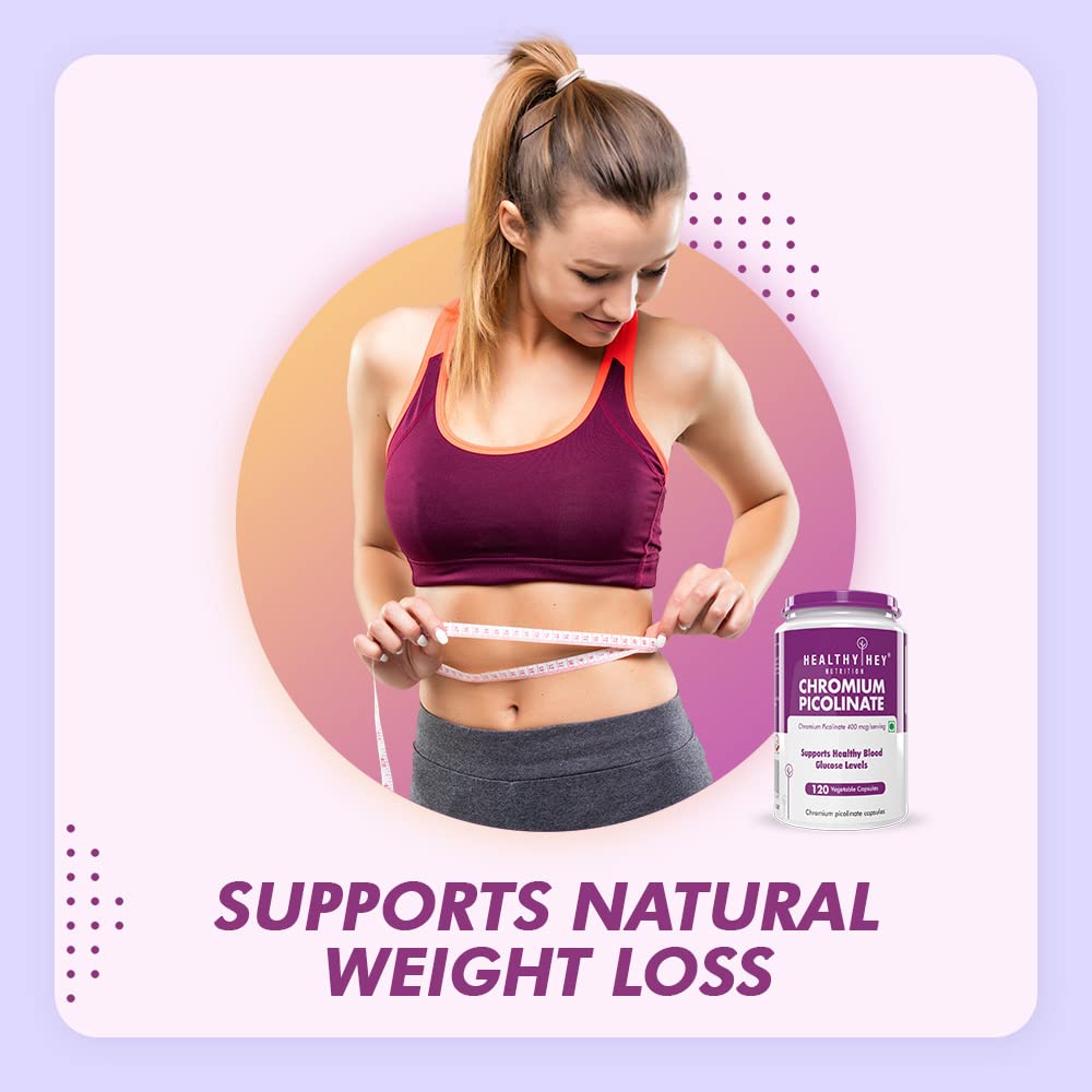 HealthyHey Nutrition Chromium Picolinate -Support Glucose Metabolism (High Absorption) 120 Capsules, Non-GMO, Gluten Free