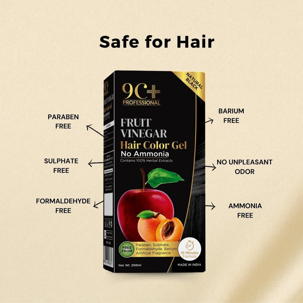 Corlin 9C+ Professional Fruit Vinegar Hair Color Gel Natural Black - 200 ml