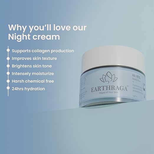 Earthraga Anti Ageing & Skin Brightening HA+Retinol Night Cream - 50 gms