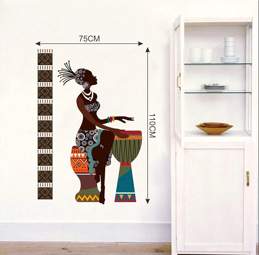 Decal O Decal African Tribal Women with Drums PVC Vinyl Wall Stickers , Pack of 1