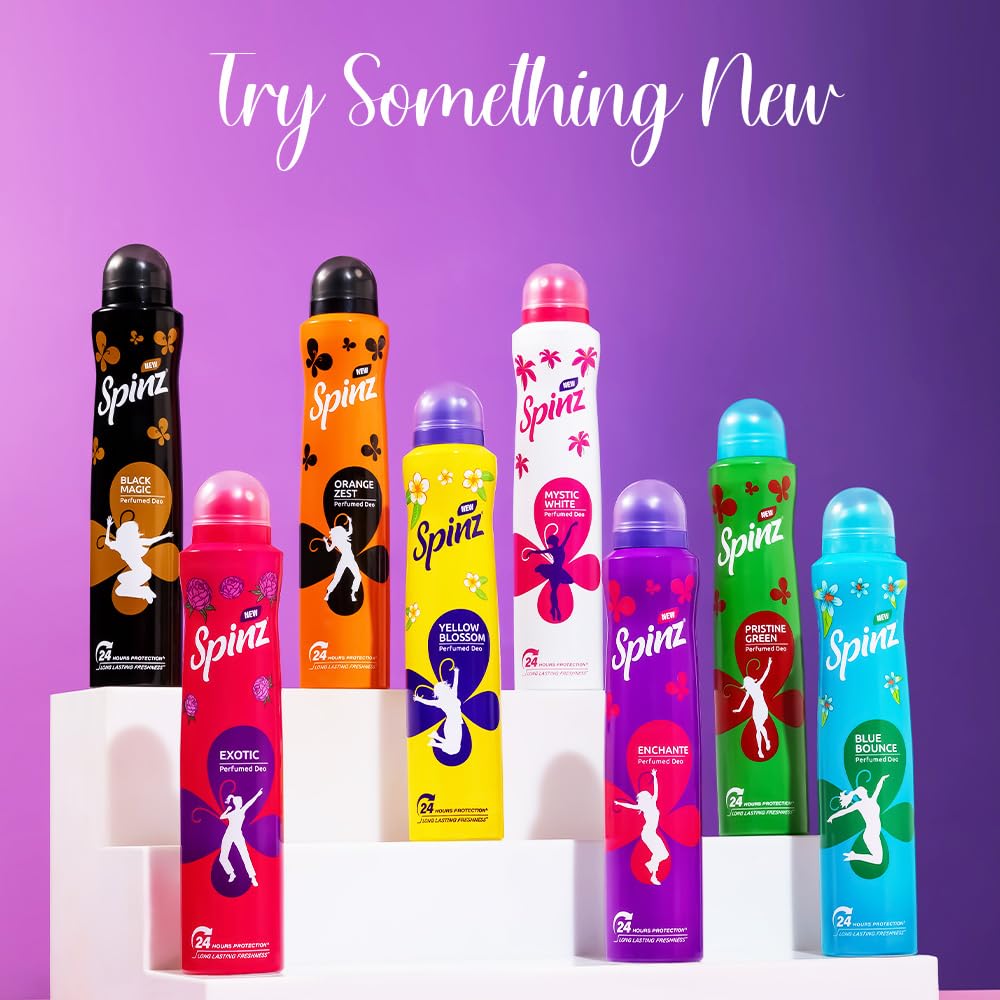 Spinz Enchante Perfumed Deo for Women | International Floral Fragrance | Long-Lasting Freshness & 24H Odour Protection Body Spray | 200ml