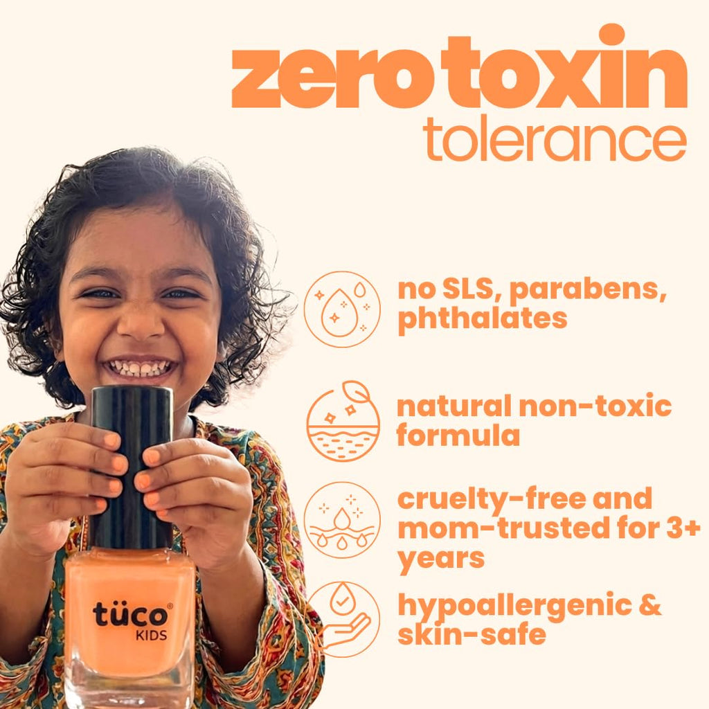 TucoÂ® Kids Water Based Safe Nail Polish for girls | Easy to Peel Off, Non Toxic, Natural & Safe for Kids | Play Safe with Chemical Free Nails for Daughters | Pack of 1x5ml | Orange