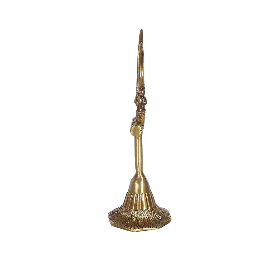 Two Moustaches 8 Inches Brass Shiva's Trishul with Damru Antique Finish