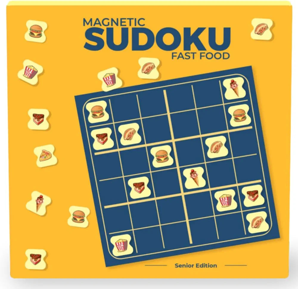 Pelikas Toyz Sudoku Mind Games Children, Puzzles Travel Toys for Kids 7 to 12 Years Old, Gift for Boys Girls, Magnalogix Sudoku -Fast Food - 6 x 6