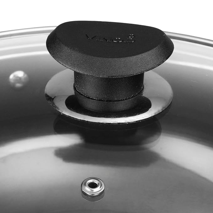 Vinod Black Pearl Hard Anodised Non Stick Deep Kadhai with Glass Lid - 2.6 LTR, 22 cm | 3.25mm Thickness | kadai for Cooking
