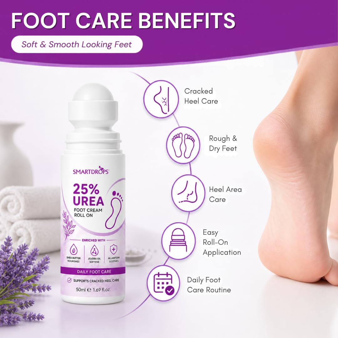 Smartdrops Foot Roll On | Foot Crack Remover Roll On For Cracked Heels | Heel Repair Formula | Heel Care Solution For Men & Women | 50ml (Pack 1)