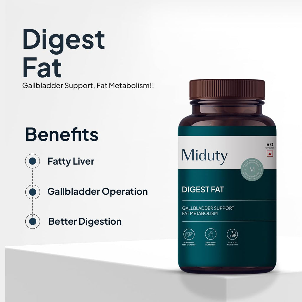 Miduty by Palak Notes Digest Fat Liver Health, Metabolism, Digestion - Fatty Liver Management - Digestive Enzymes - Gut Health Supplements- 60 Capsules