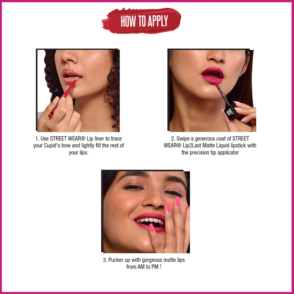 STREET WEAR Lip2Last Matte Liquid Lipstick -Fleek Rust (Red) - 5 ml - Transferproof, Smudgeproof, Mask Friendly, Non-Drying Formula, Enriched With Vitamin E - Lasts AM To PM!