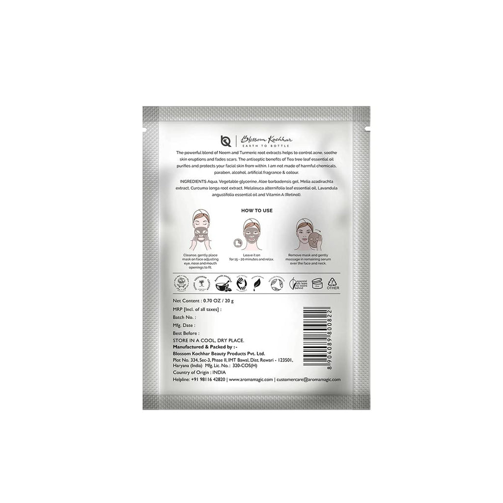 Aroma Magic Spot Free Me Sheet Mask | Controls acne, soothes eruptions, purifies & fades scars with Lavender & tea tree essential oils, neem extracts, vitamin A (retinol) | All Skin | Pack Of 5