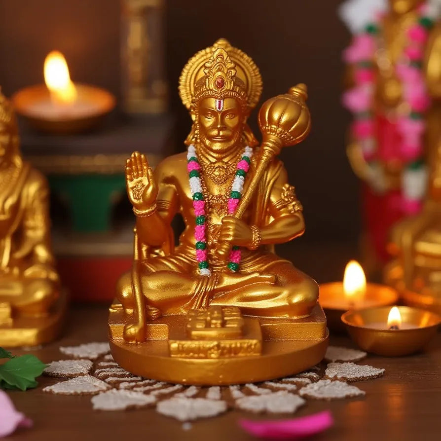 Unovate Resin Hanuman Idol for Car Dashboard Gold