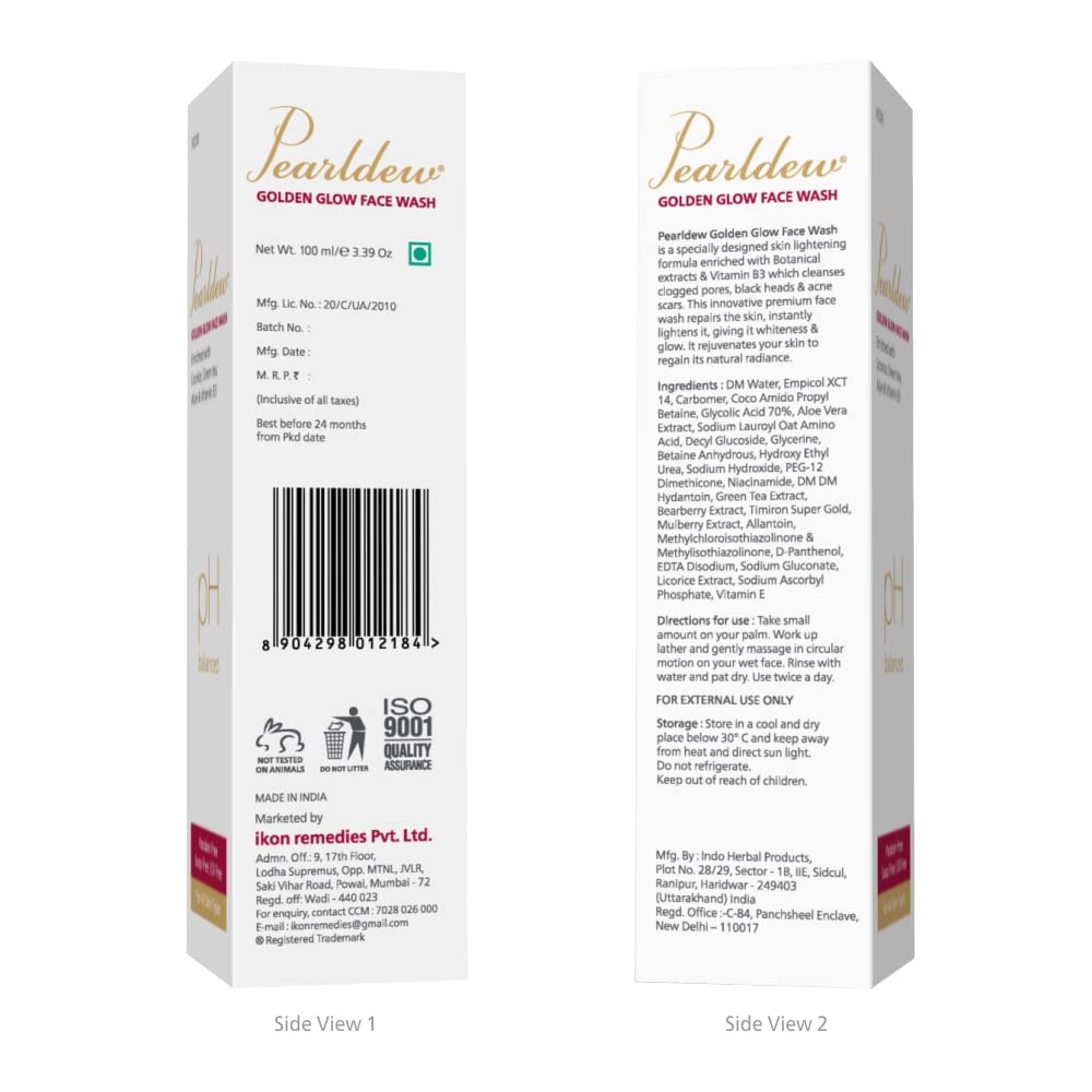 Pearldew Golden Glow Face Wash - 100 Ml | Pack of 2