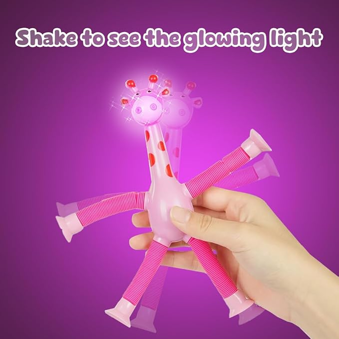 Wembley Set of Flexible Giraffes Telescopic Suction Toy for Kids