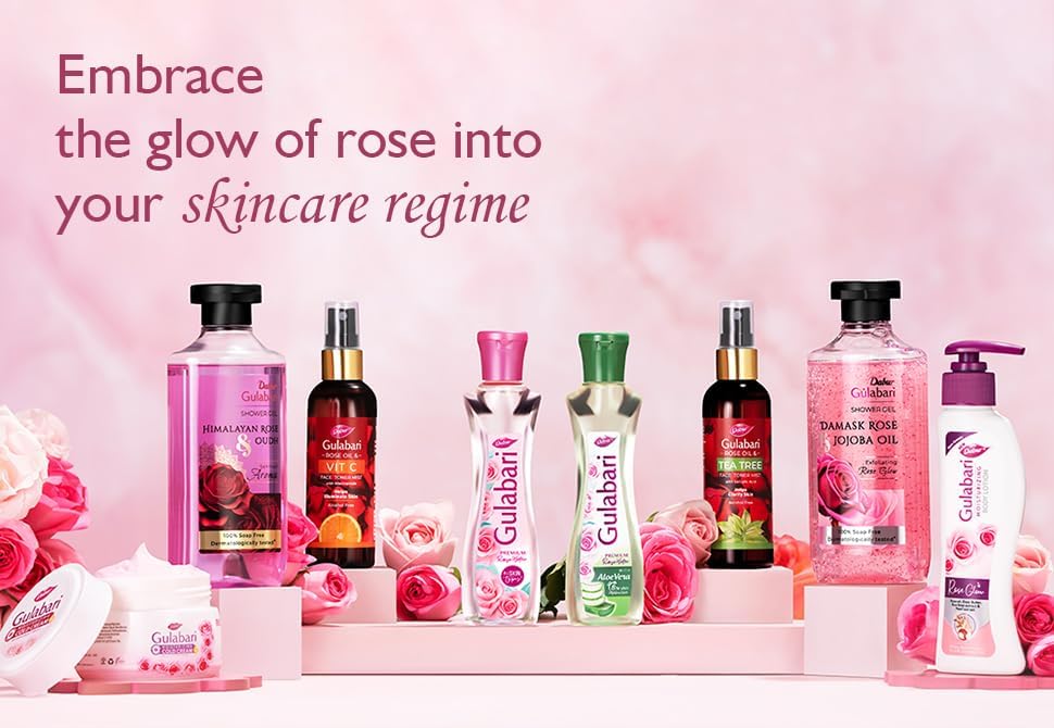 Dabur Gulabari Premium Rose Water/Face Toner | No Paraben | Alcohol Free | Cleanses, Hydrates & Moisturises Skin | Balances & Restores Skin's pH Levels | For All Skin Types