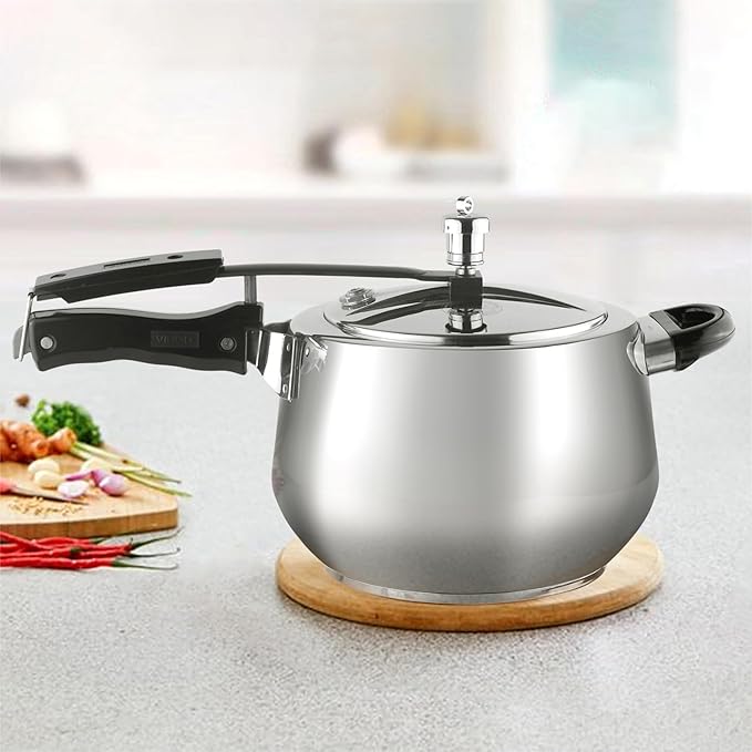 Vinod Europa Stainless Steel Inner Lid Pressure Cooker - 1.5 Litre | Handi Shape | Sandwich Bottom Cooker