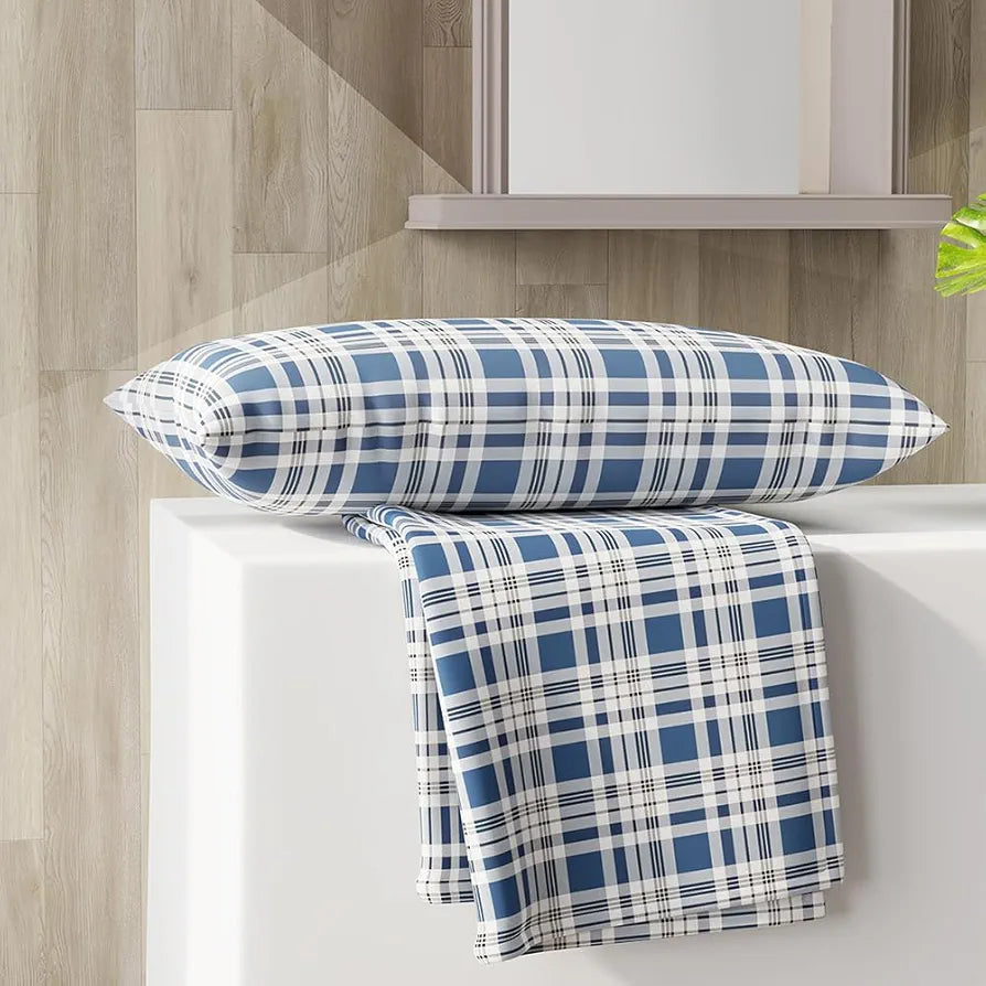 Layers Zen Cotton Blend Single Bedsheet Set 1 Single Cotton Bedsheet & 1 Pillow Cover 225 CVC Navy Blue