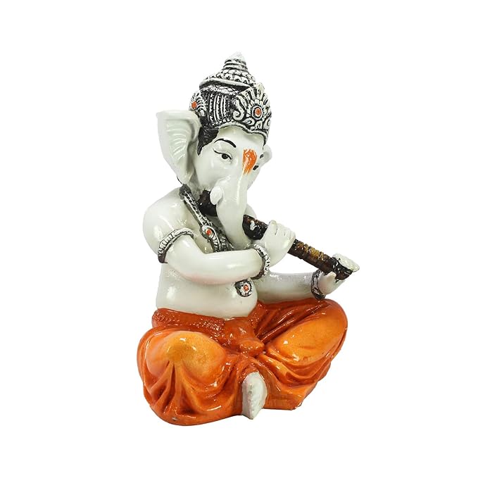 Ecraftindia Lord Ganesha Playing Flute Statue