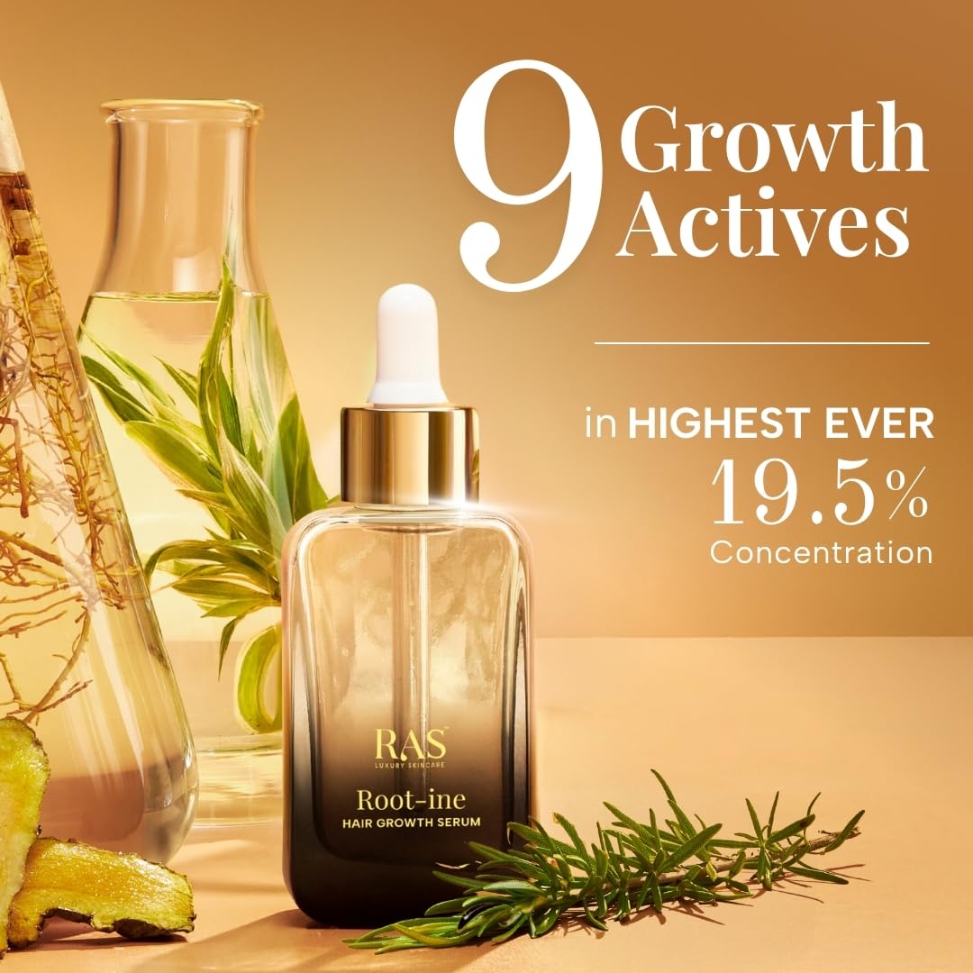 RAS Root-ineâ„¢ Hair Growth Serum with 19.5% Scalp Actives | Redensyl & Anagain | Promotes Hair Growth, Stimulates Hair Follicles & Regrowth | Controls Hair Fall & Increases Hair Density | Hair Growth Serum for Women & Men