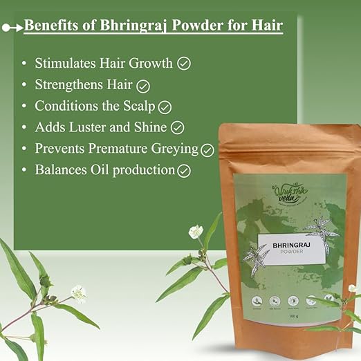 Vriksha Veda Natural Bhringraj Powder for Hair Growth - 100 gms