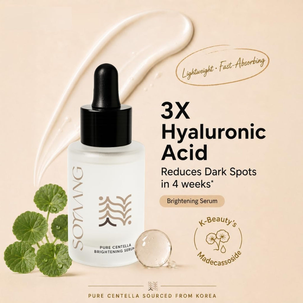 Soyaang Pure Centella Brightening Serum for Indian Men with Niacinamide, Madecassoside & 3X Hyaluronic Acid | Reduces Dark Spots, Redness & Uneven Skin Tone | For All Skin Types | 30ml