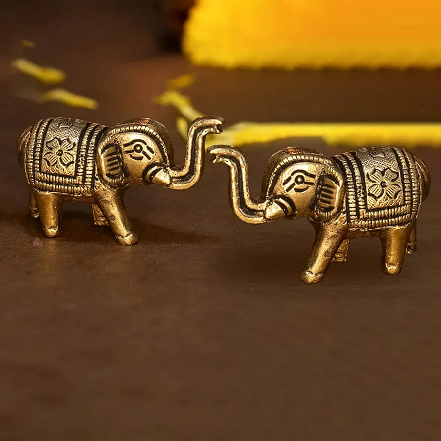 Ekhasa Pure Brass Elephant Idol Showpiece Figurine Feng Shui