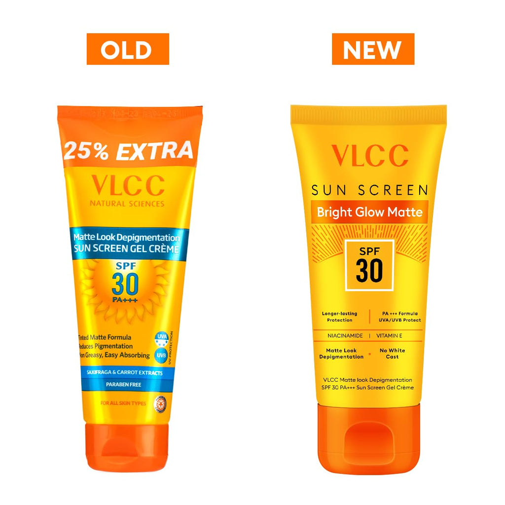 VLCC Bright Glow Matte SPF 30 Sunscreen with PA+++ | Non-Greasy Tinted Formula with Niacinamide, Vitamin E & Grapefruit Extract | Broad Spectrum UVA/UVB Protection | Reduces Pigmentation & Tanning