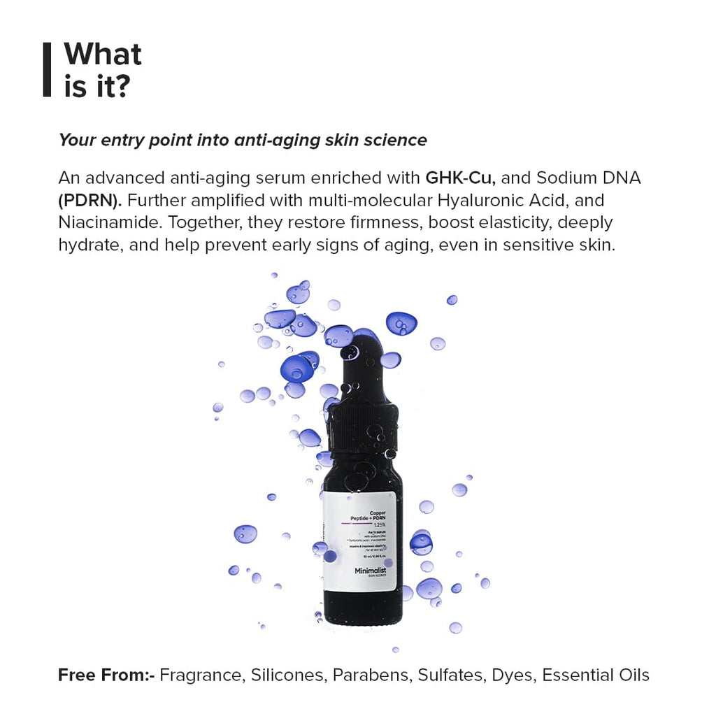 Minimalist Anti-Aging Copper Peptide + PDRN 1.25% Serum | 10 ml