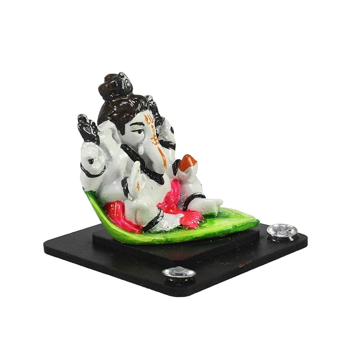 Ecraftindia Decorative Lord Ganesha Showpiece for Car Dashboard, Home Temple and Office Desks