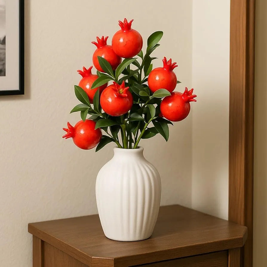 3 Pcs Pomegranate Plant Stick Artificial Pomegranate Branches Lifelike Tree Plants