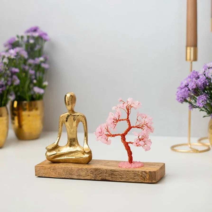Ritualistic Nirvana Rose Quartz Crystal Tree Handcrafted Bonsai