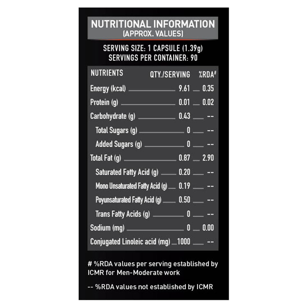 MuscleBlaze CLA 1000 (90 Softgel Capsules) | Fat Burner, Supports Weight Loss | Fuels Metabolism