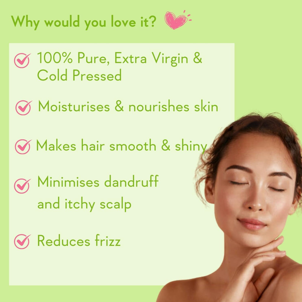 WishCareÂ® 100% Pure Premium Cold Pressed Olive Oil for Hair & Skin - 200ml