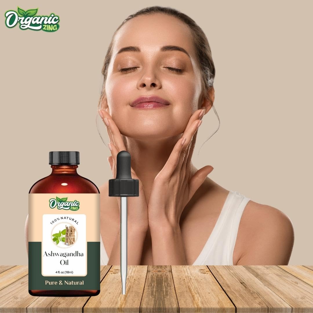 Organic Zing Ashwagandha (Withania Somnifera) Oil | Carrier Oil for Skincare, Hair Care & Massage - 118 Ml