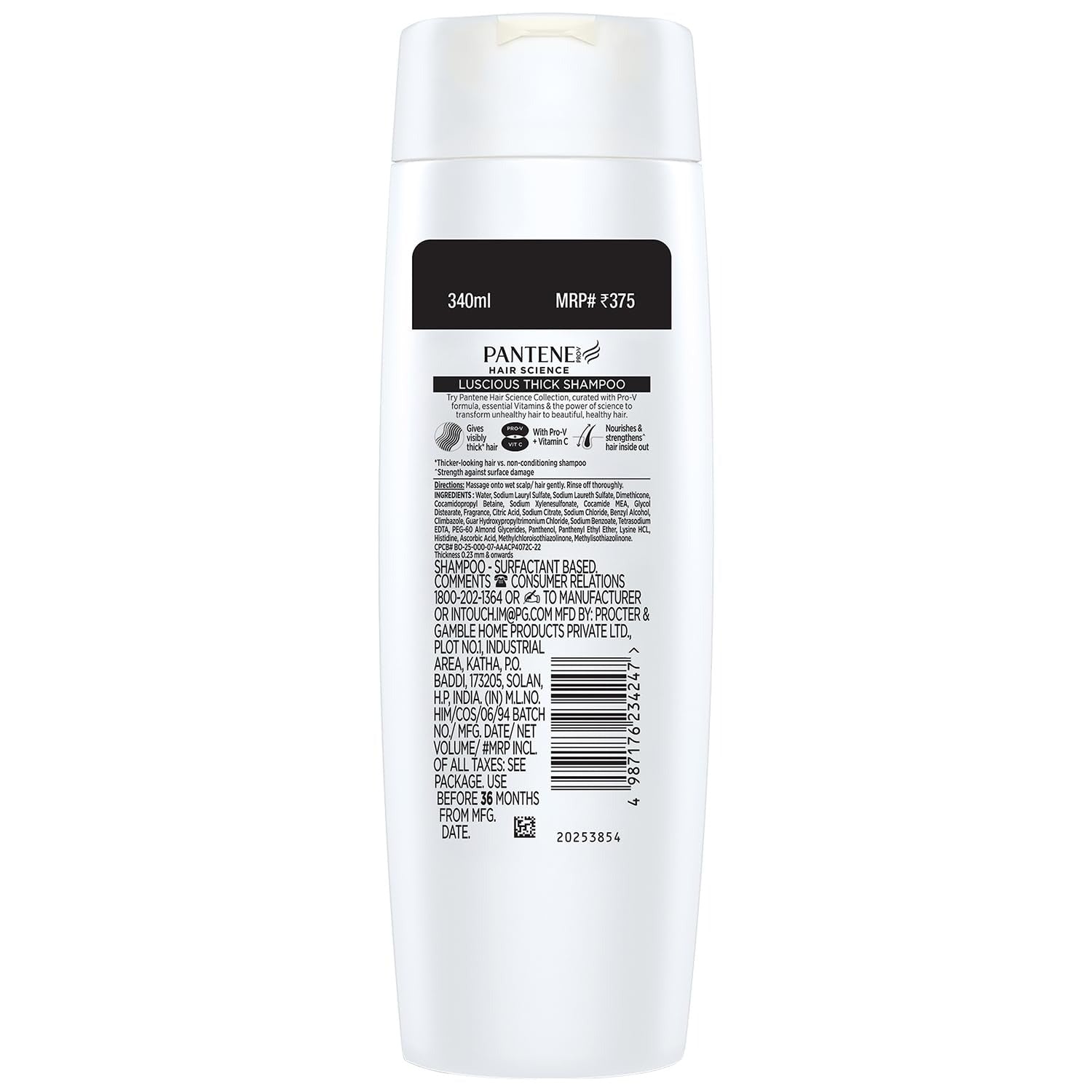 Pantene Advanced Hair Fall Solution Long Black Shampoo - 340 ml