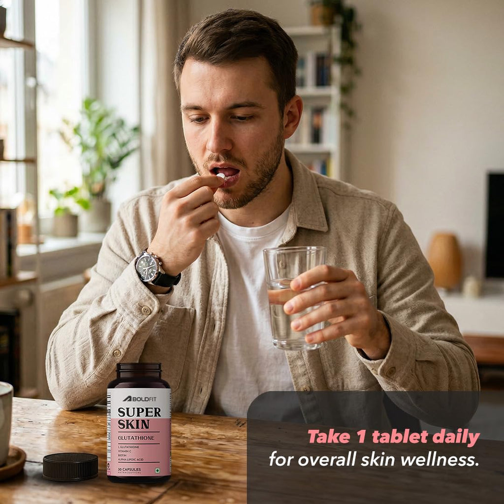 Boldfit Glutathione 400mg with Vitamin C & E, Biotin, Grape Seed Extract L-Glutathione Supplement for Women & Men for Skin Care, Immunity & Liver Detox â€“ 30 Capsules