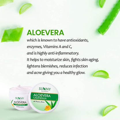 Sunny Herbals Aloevera & Calendula All Purpose Face Cream - 500 gms