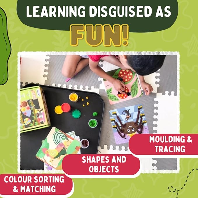 PepPlay Clay Dough Art Kit For Kids Diy Dry Clay Art Set For 3 Years+ 12 Creative Design Art Cards