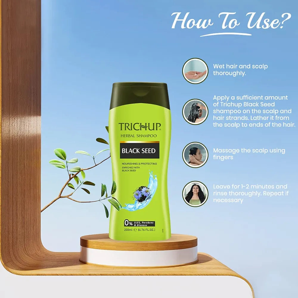 Trichup Black Seed Herbal Shampoo - Each 200ml (Pack of 2)