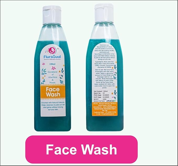 FloraSoul Naturals Face Wash For All type Skin Man & Women | Fragrance - Lemon | 100 Ml